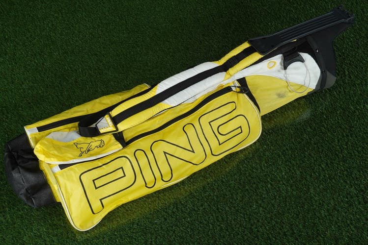 PING MOON-LITE II SUNDAY / CARRY BAG 3-WAY DIVIDERS GOLF BAG, YELLOW / BLACK