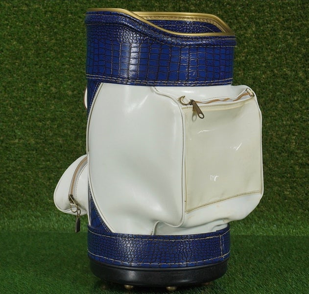 MILLER PRO MODEL DEN CADDY, WHITE / BLUE CROC PRINT LEATHER ~ VINTAGE!!