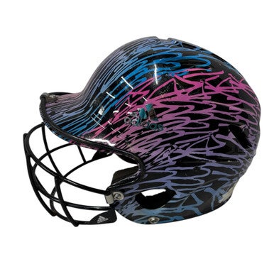 Used Adidas ADIDAS HELMET W/MASK PK/BLU/PUR Batting Helmet w/Mask Pink S/M 11406-S000107198