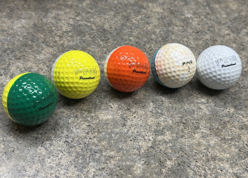 Lot of Five PING Vintage Golf Balls - Green/Yellow and More!