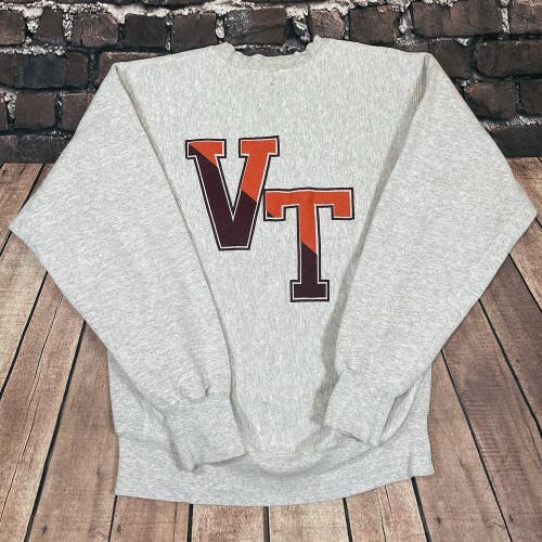Vintage 80s Virginia Tech Hokies VT JanSport Cross Grain Reverse Weave Crewneck