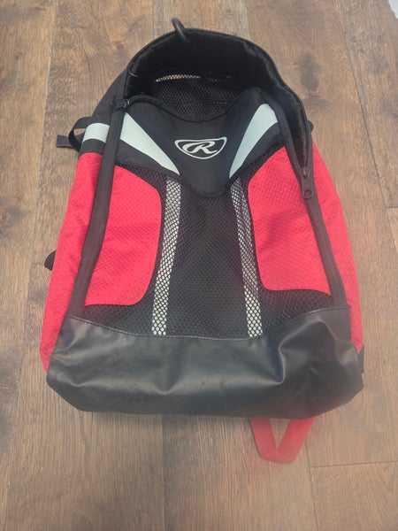 Rawlings black and red softball/baseball backpack(Used)