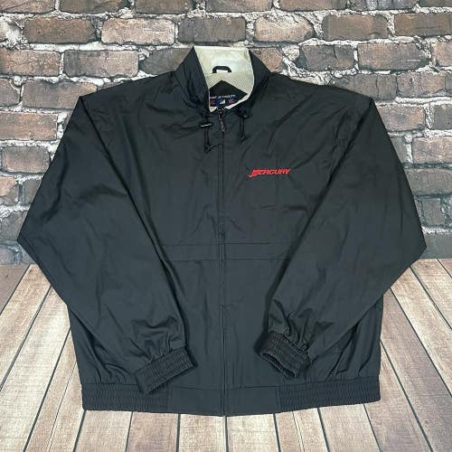 Vintage Mercury Outboards Boats Windbreaker Zip Jacket Size XL Black Rare