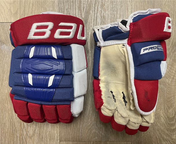 Pro Stock Bauer Pro Series NHL Hockey Gloves 13" Short Cuff Armia Montreal Canadiens