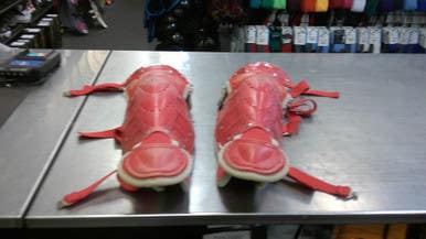 Used Under Armour SHINS Catchers Leg Guards Red Youth 11339-S000195911