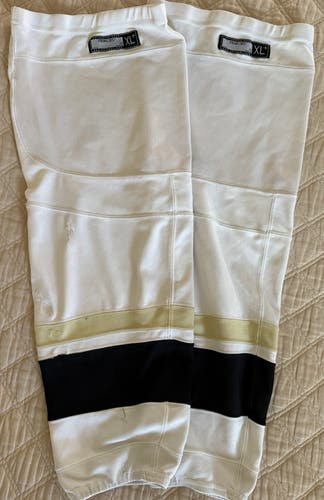 Pittsburgh Penguins White Reebok Edge Socks Pro Stock Game Used
