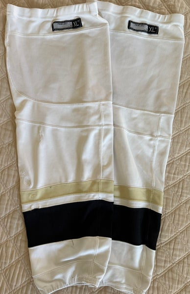 Pittsburgh Penguins White Reebok Edge Socks Pro Stock Game Used