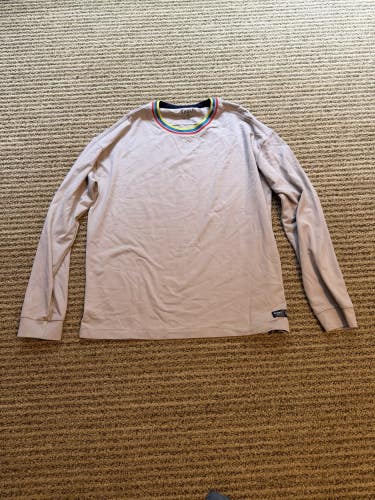 Rhone Retro Session Lightweight Large L Midlayer Athletic Top Tan Long Sleeve