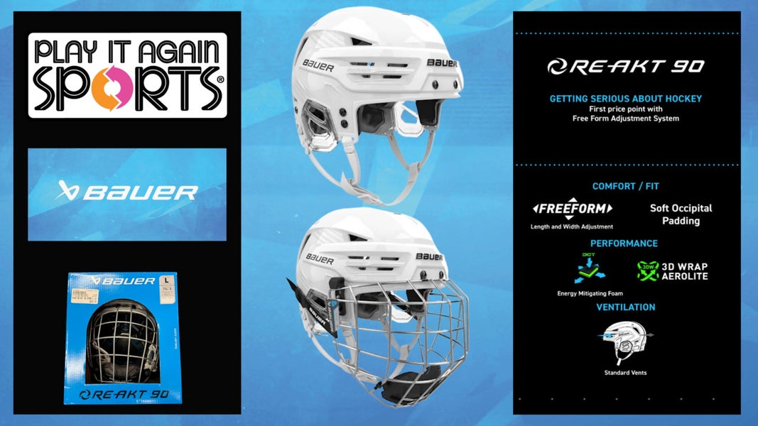 BRAND NEW! Bauer Re-akt 90 Helmet Combo Large (White)