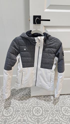 White/Charcoal Gray Women's Obermeyer Transverse Jacket Size 2, Like New