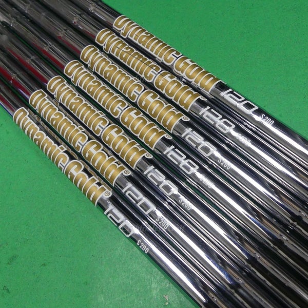True Temper Dynamic Gold 120 S200 .355 Stiff Pulled Steel Iron Shafts SET OF 7