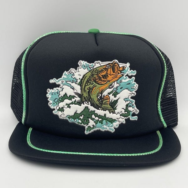 Vintage Bass Fishing Angler Snapback Trucker Hat Cap RARE - NOS
