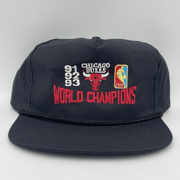 Vintage Chicago Bulls NBA World Champions Snapback Hat 1991 1992 1993 3 Peat NOS