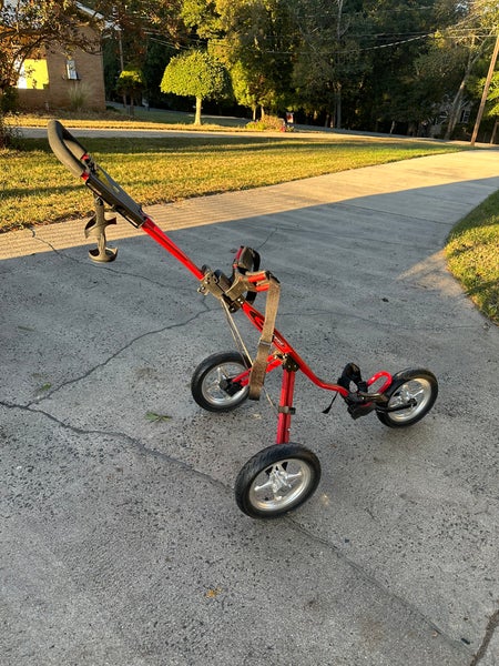 Bag Boy Express Push Pull Golf Bag Cart  Red Collapsible
