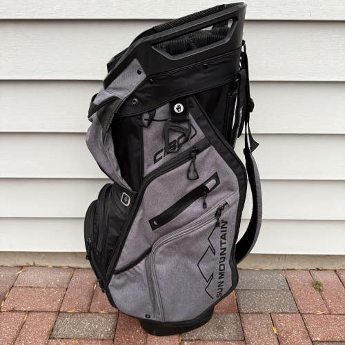 Sun Mountain Golf C-130 Cart Golf Bag 14 Way Dividers Grey Black Cooler