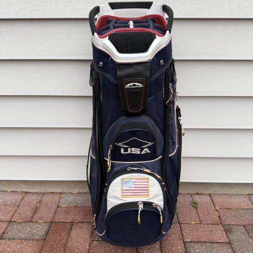 Sun Mountain Golf C-130 Cart Golf Bag 14 Way Dividers USA Red White Blue Cooler