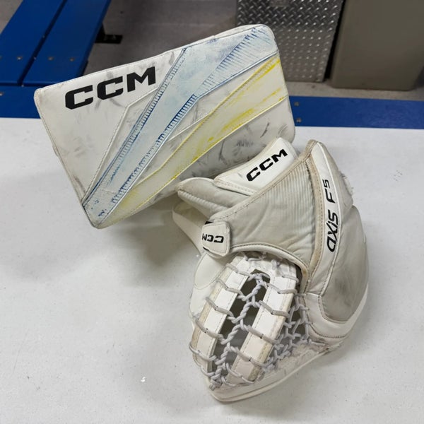 Used Junior CCM Axis F5 Regular Goalie Glove & Blocker