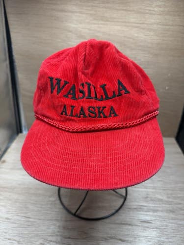Vintage Corduroy Wasilla Alaska Red SnapBack Hat