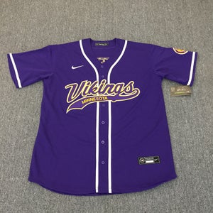 Men's Minnesota Vikings Justin Jefferson Mesh Button-Up Baseball Jersey Size Large