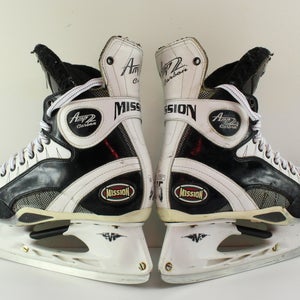 Mission White Leather Amp 2 Carbon Hockey Skates 9 (Used) Men 10.5 US