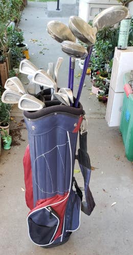 FULL SET WOMEN'S 14 PIECE STARTER GOLF SET 4 NEW WOODS 9 IRONS PUTTER 6 WAY BAG