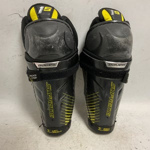 Used Bauer SUPREME 1S Youth Shin Guards Black And Yellow 9" 11855-S000193859