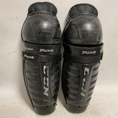 Used CCM TACKS 9550 Junior Shin Guards Black And Yellow 11" 11855-S000193860