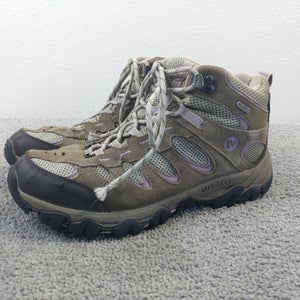 Merrell Ridgepass Mid Womens Size 10 Waterproof Hiking Boots Brown Suede Shoes