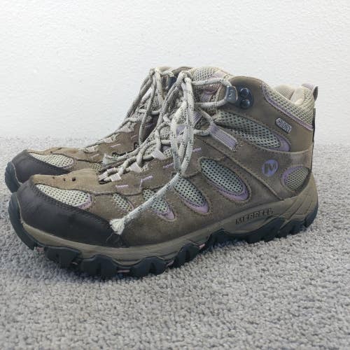 Merrell Ridgepass Mid Womens Size 10 Waterproof Hiking Boots Brown Suede Shoes