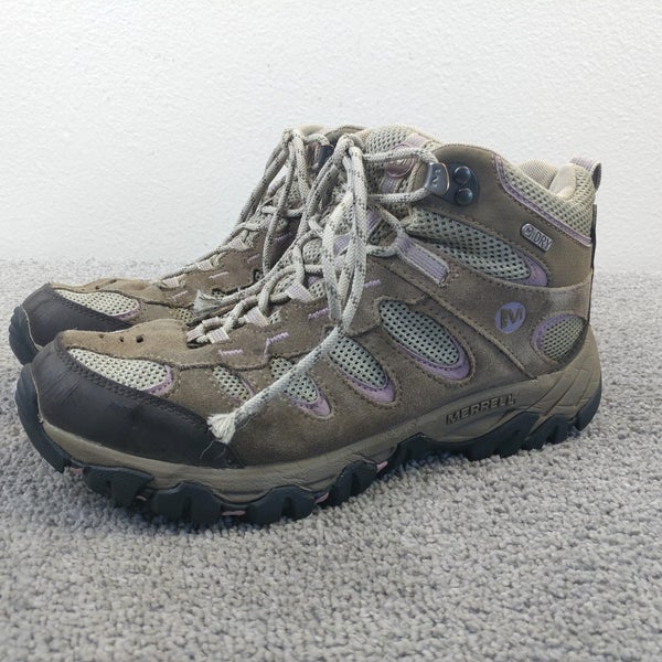Merrell Ridgepass Mid Womens Size 10 Waterproof Hiking Boots Brown Suede Shoes
