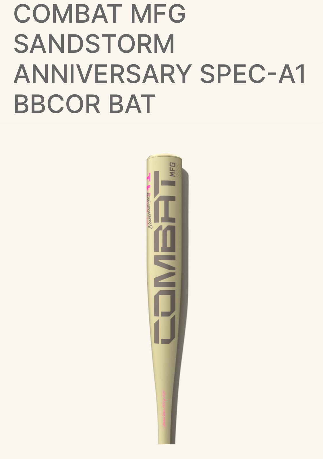 Batte De Baseball BBCOR 2026 (-3) Combat Spec A1 Sandstorm Anniversary - Pour Adulte, Niveau Intermédiaire