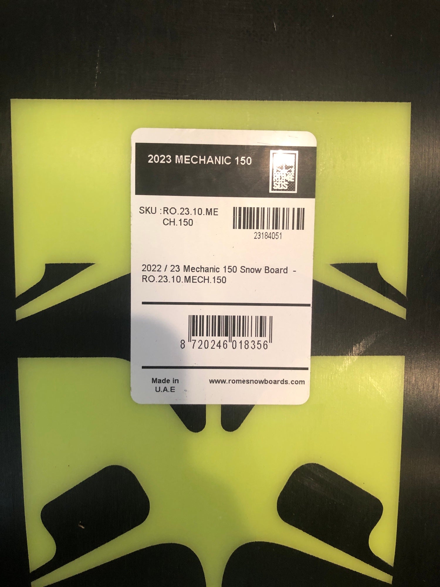 2023 Men's 150cm Rome Mechanic Snowboard Without Bindings (New