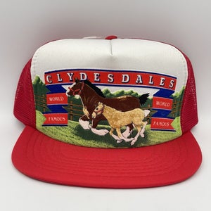 Vintage Budweiser Beer Clydesdales Horse Mesh Snapback Trucker Hat Cap - NOS