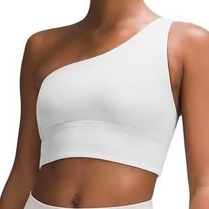 Womens One Shoulder Sports Bra Workout Strap Yoga Bras Cute Low Support Tops M