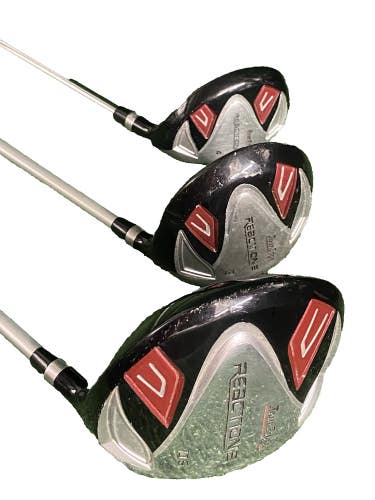 Tour Edge Reaction2 Wood Set 460cc Ti Driver,3w, 4h Regular Flex RH Nice Grips