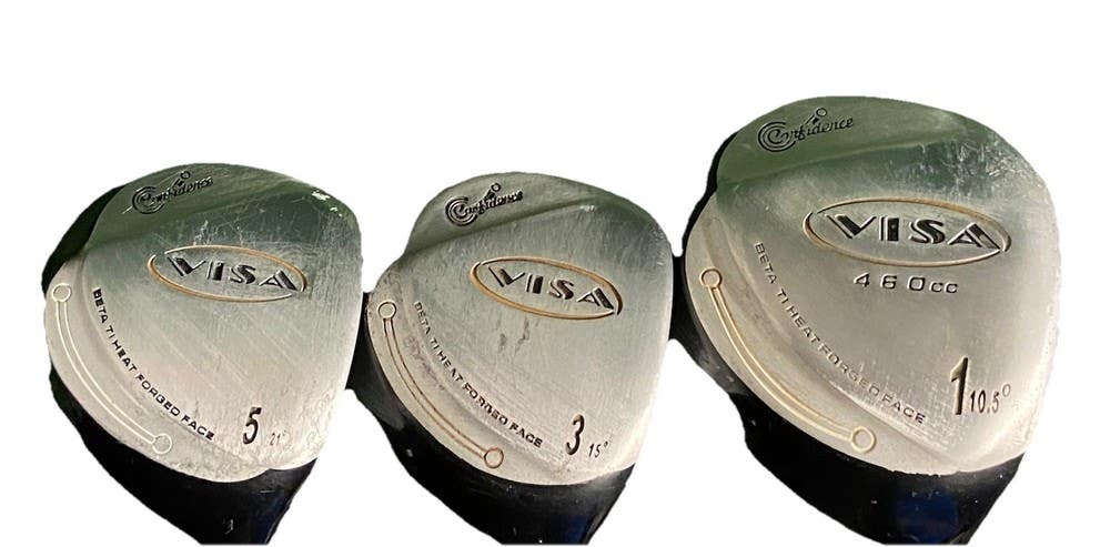 Confidence Golf Visa Wood Set 10.5* Driver, 3w 5w Regular Graphite RH New Grips
