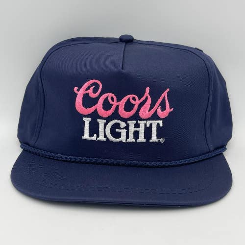 Vintage Coors Light Hat Cap Snapback Adjustable Blue Logo Beer Promo Embroidered