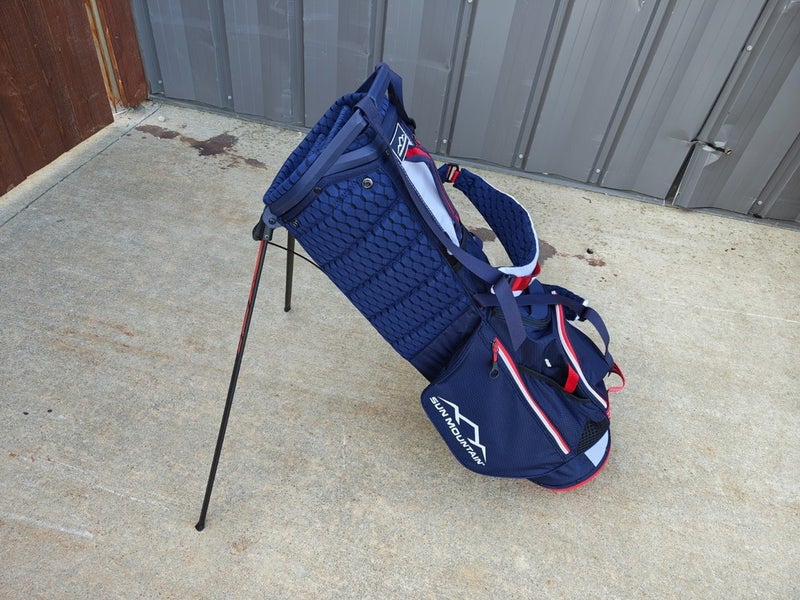 Sun Mountain 3.5LS Dual Strap Golf Stand Bag Red/White/Blue w Raincover NWT USA
