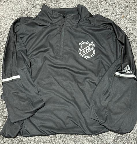 Rare NHL Staff/Referee Black Adidas Quarter Zip Climalite Pullover