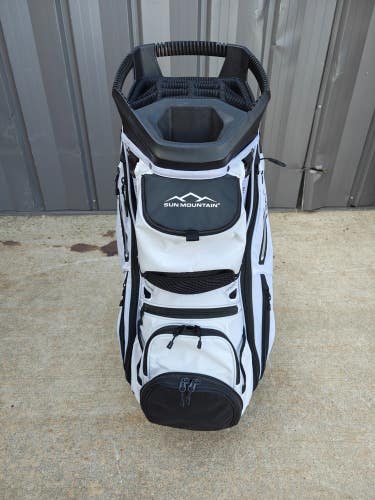 Sun Mountain C-130 Cart Golf Bag 14-Way White/Black w Raincover