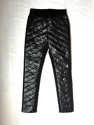 Black leggings front quilted down elastic waistband women's S 24 in to 29 in