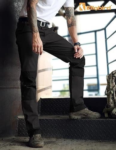 Ellobird Men's Cargo Construction Flex Work Pant for Men Double Knee Reinforceme