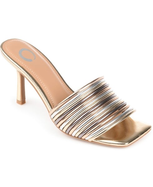 Journee Collection Calliope Sandal Women's 8 Silver Leather Stiletto Heel TZP394