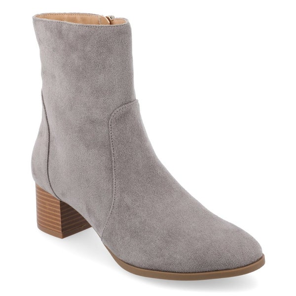 Journee Collection Hayven Boots Women's US 6 Gray Almond Toe Block Heel TZP399