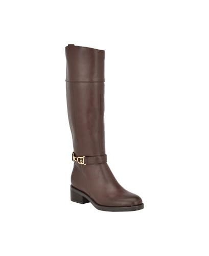 Tommy Hilfiger Ionni Women's US 8.5 Cognac Leather Knee-High Riding Boots TZP367