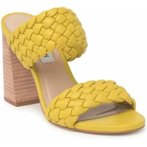 Steve Madden Tielo Sandal Women's US 9 Yellow Braided Strap Block Heel TZP398