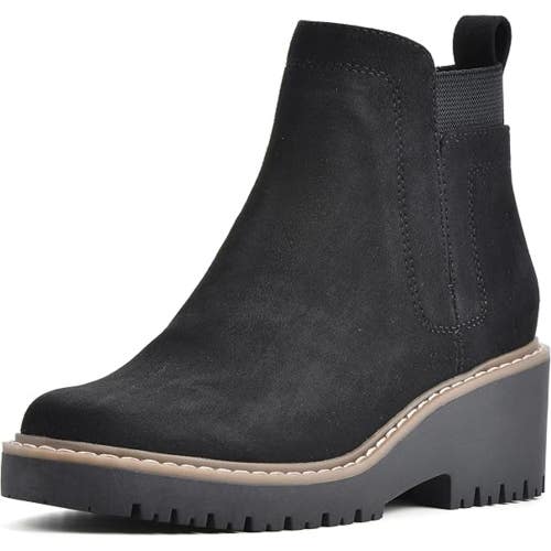 White Mountain Dear Boots Women's US 7.5W Black Wedge Heel Ankle Booties TZP414