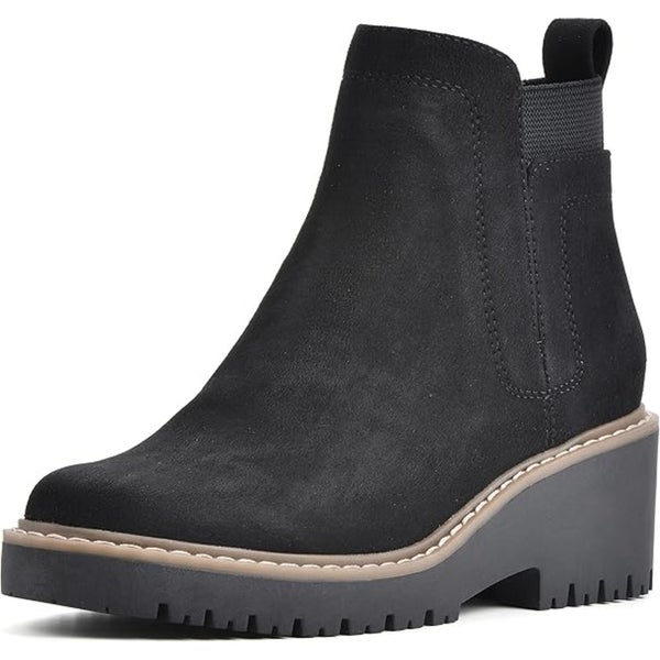 White Mountain Dear Boots Women's US 7.5W Black Wedge Heel Ankle Booties TZP414