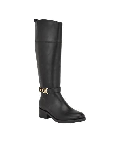 Tommy Hilfiger Ionni Women's US 7.5 Black Leather Knee High Riding Boots TZP374