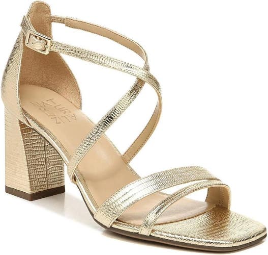 Naturalizer Tiff H7295L2 Sandal Women's US 9 Gold Leather Block Heel TZP400